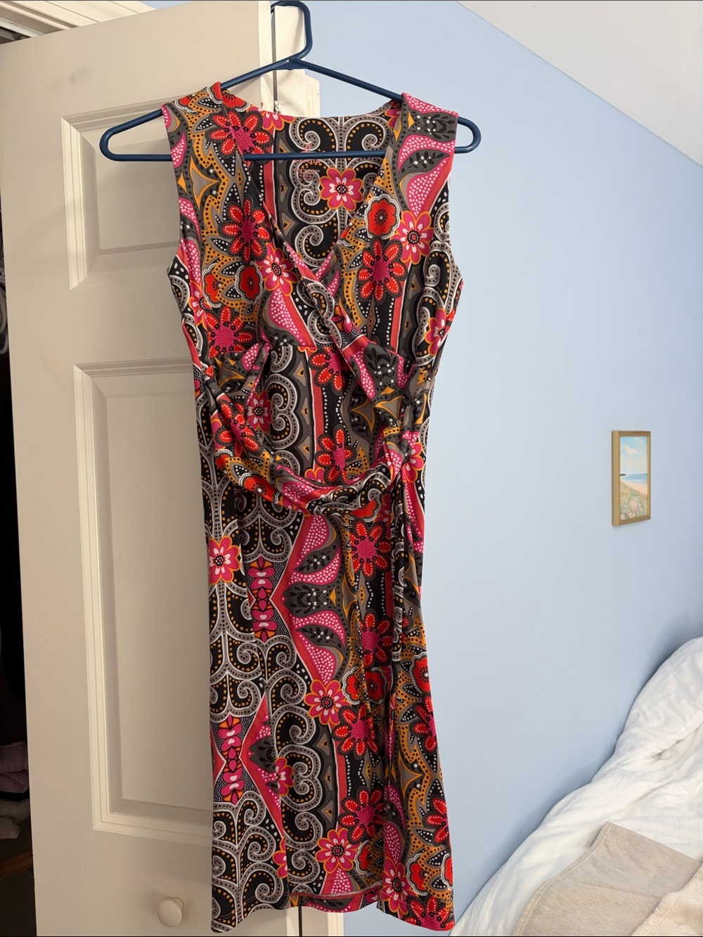 Prana Sleeveless V-Neck Floral Print Dress - Pink & Black